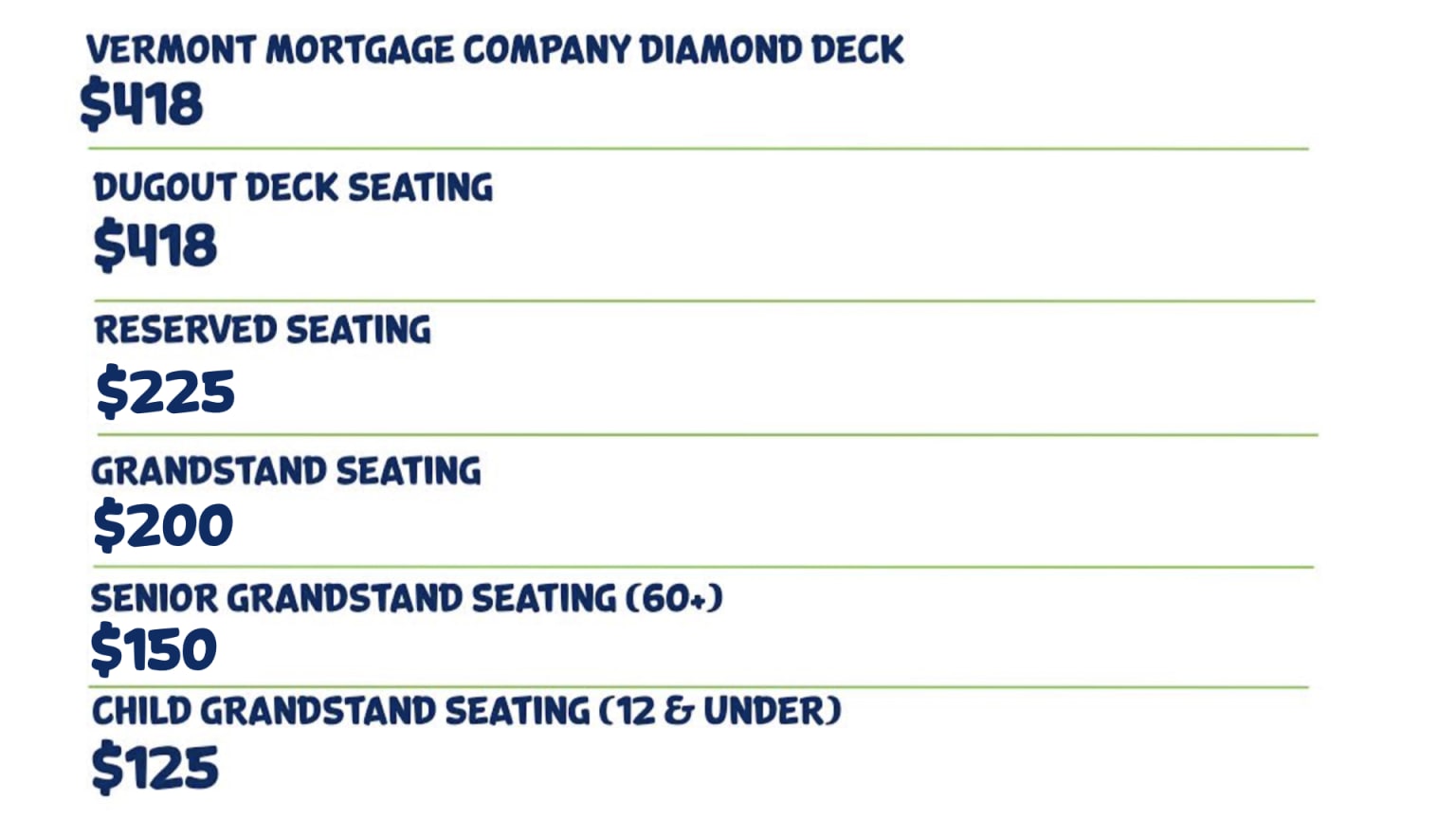 Seating Chart & Ticket Prices, The Diamond